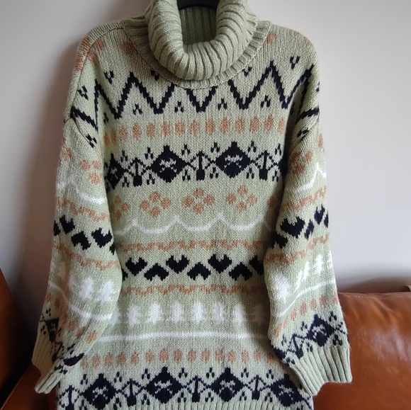 Anthropologie Turtleneck Tunic Sweater Green - Picture 4 of 9